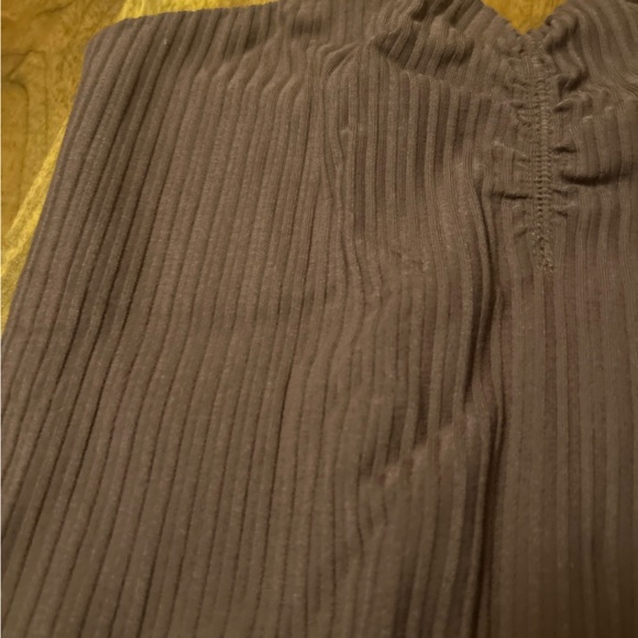 Aritzia Wilfred Ruched Cropped Brown Tube Top - Picture 2 of 3